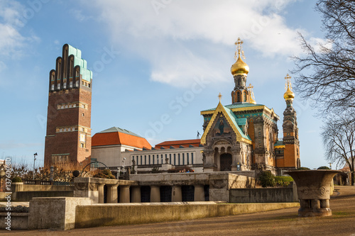 Wedding tower and Russian chapel in Darmstadt, Germany photo