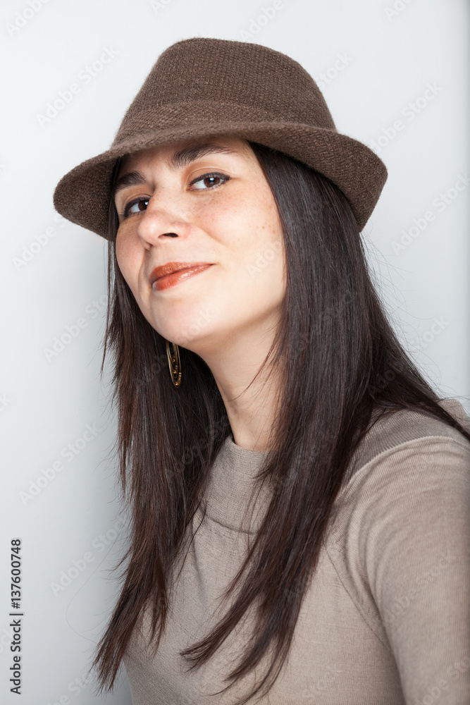 Smiling woman portrait isolated on background Smiling woman portrait isolated on background