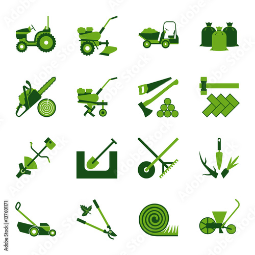 Icon set for gardening and agricultural work (ID: 137601171)