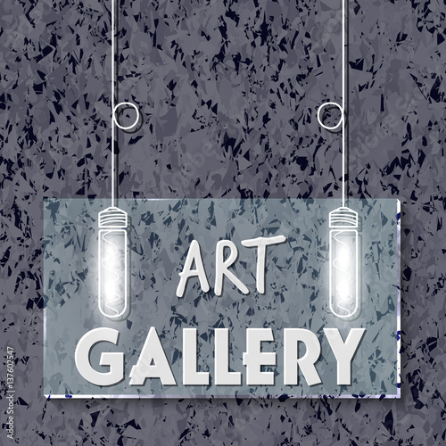 Background of marble with glass panel and the words art gallery