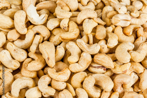 Cashew nuts in a wooden bowl  close view