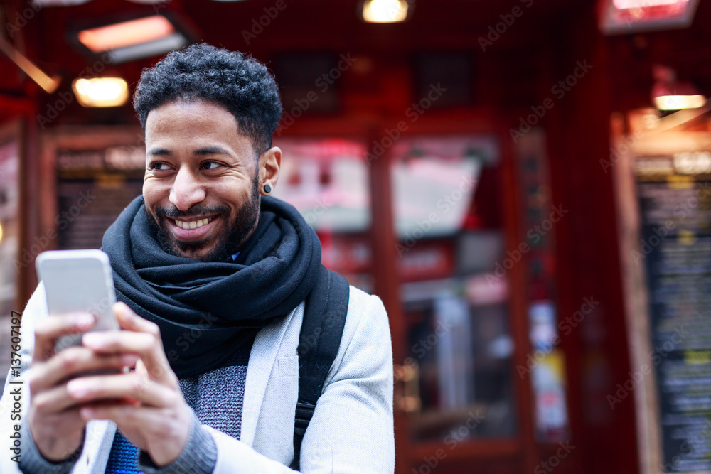Young Black Man Having Fun In Latin Quarter Young Black Man Having Fun In Latin Quarter