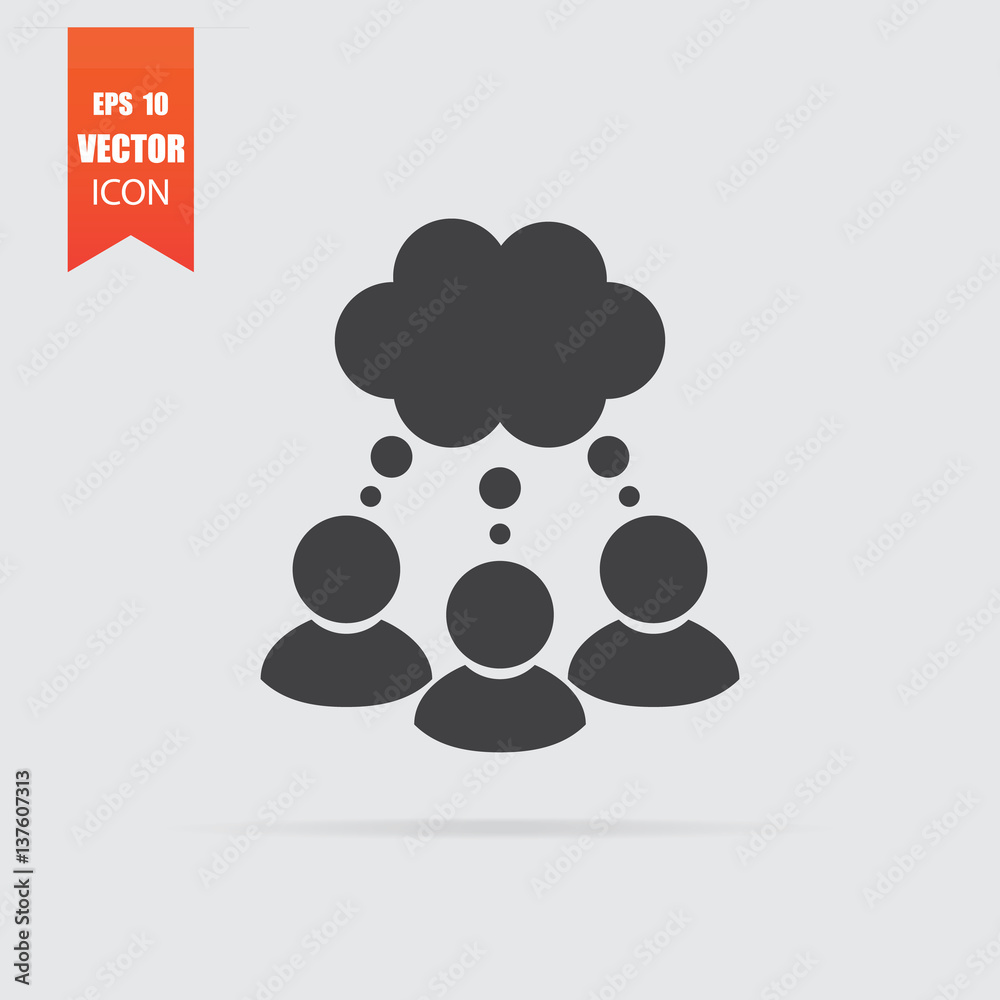 Men thinking with bubble talk icon in flat style isolated on grey background. Men thinking with bubble talk icon in flat style isolated on grey background.