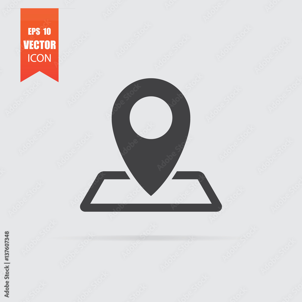Map pointer icon in flat style isolated on grey background. Map pointer icon in flat style isolated on grey background.