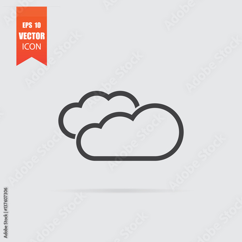 Cloud icon in flat style isolated on grey background.