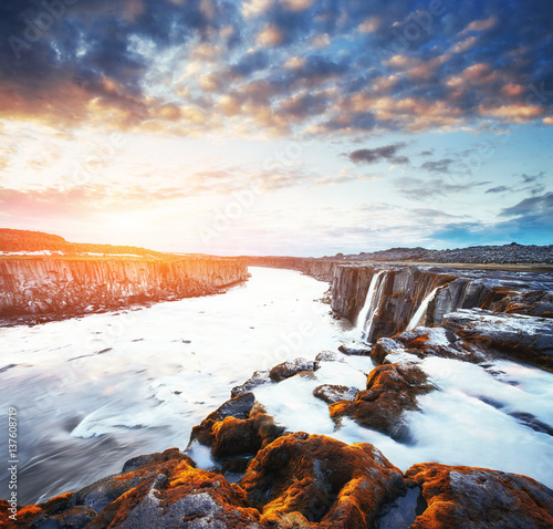 Fantastic views of Selfoss waterfall in the national park Vatnaj photo