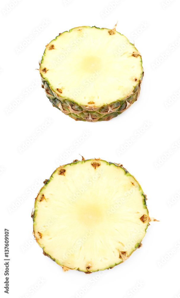 Cross-section pineapple slice isolated Cross-section pineapple slice isolated