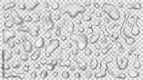 Transparent gray drops. Transparency only in vector format