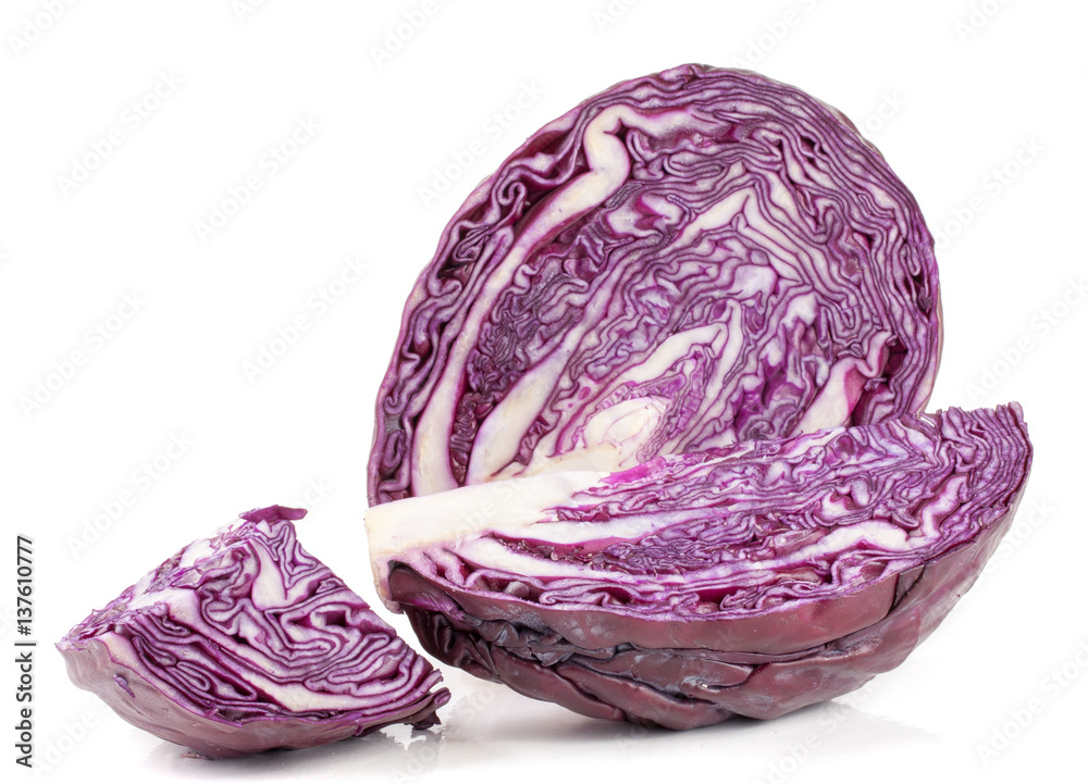 cut red cabbage isolated on white background cut red cabbage isolated on white background