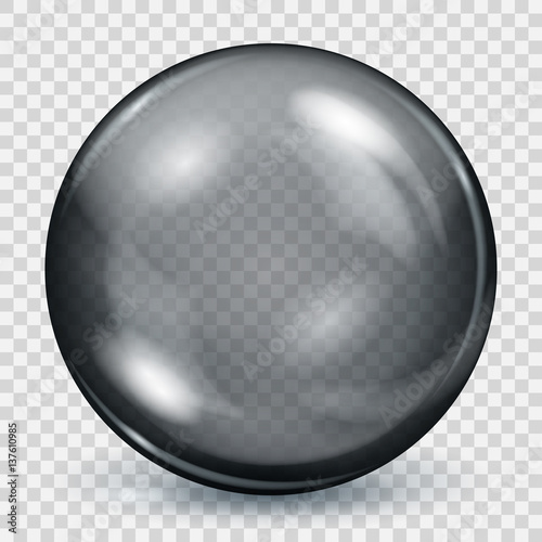 Transparent black sphere with shadow. Transparency only in vector file