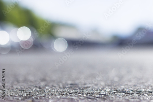 Road ground level. Depth of field bokeh.