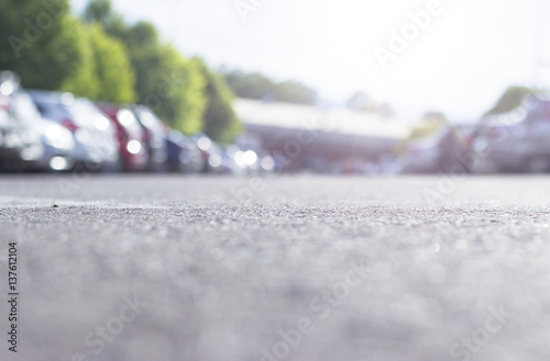 Road ground level. Depth of field bokeh.