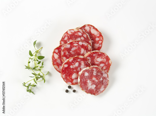 French dry cured sausage slices