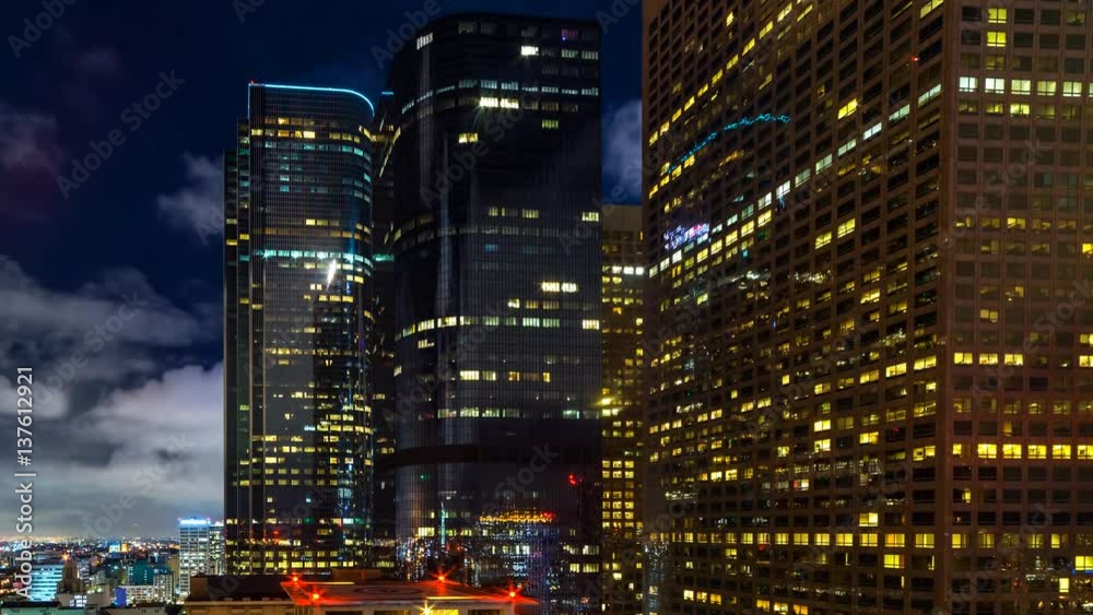Timelapse of Clouds over City Lights in Downtown Los Angeles -Long Crop1- Timelapse of Clouds over City Lights in Downtown Los Angeles -Long Crop1-