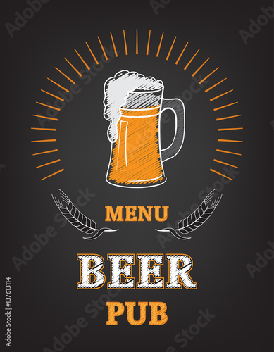 beer menu page mug with froth glass