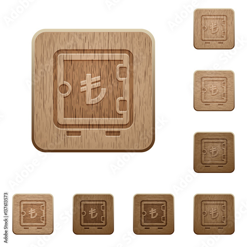 Turkish Lira strong box wooden buttons