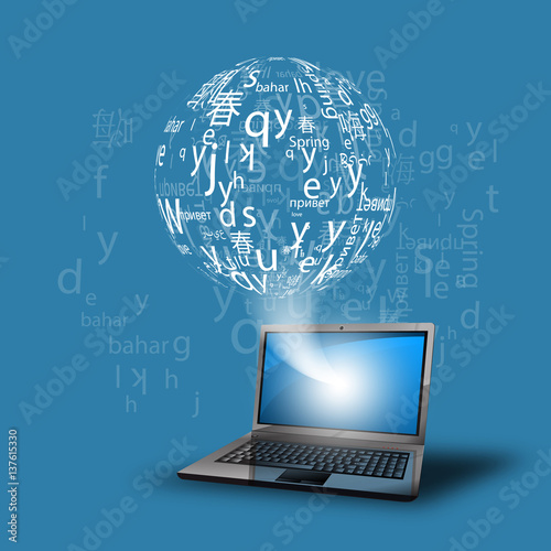 language learning through the internet vector