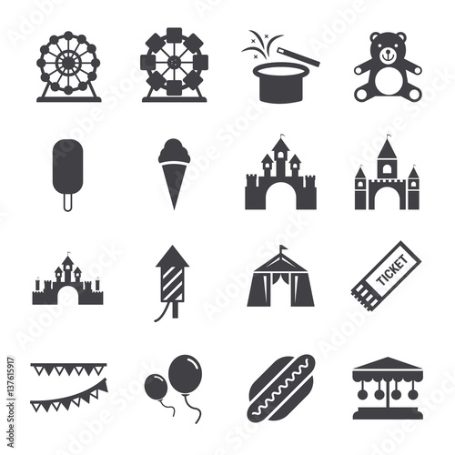 Amusement park icons set