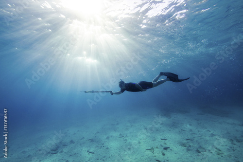 Man with Harpoon, Adriatic Sea, Dalmatia, Croatia photo