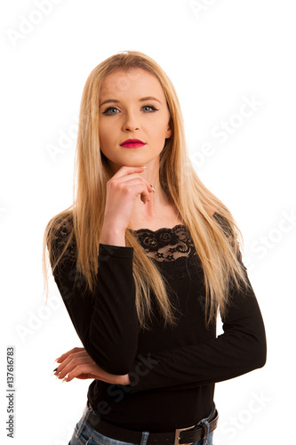 Portrait of a beautiful teenage girl over isolated white background