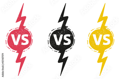 yellow outline versus sign like opposition. concept of confrontation, together, standoff, final fighting. isolated on white background.   VS