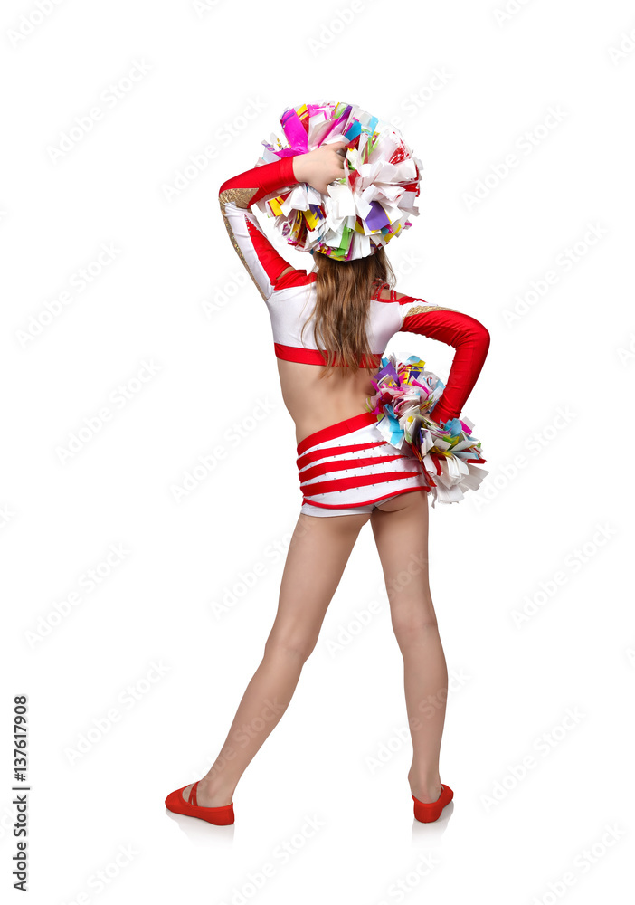 cheerleading girl with pompoms cheerleading girl with pompoms