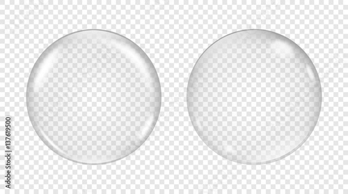 Vector transparent soap bubble on a light background.