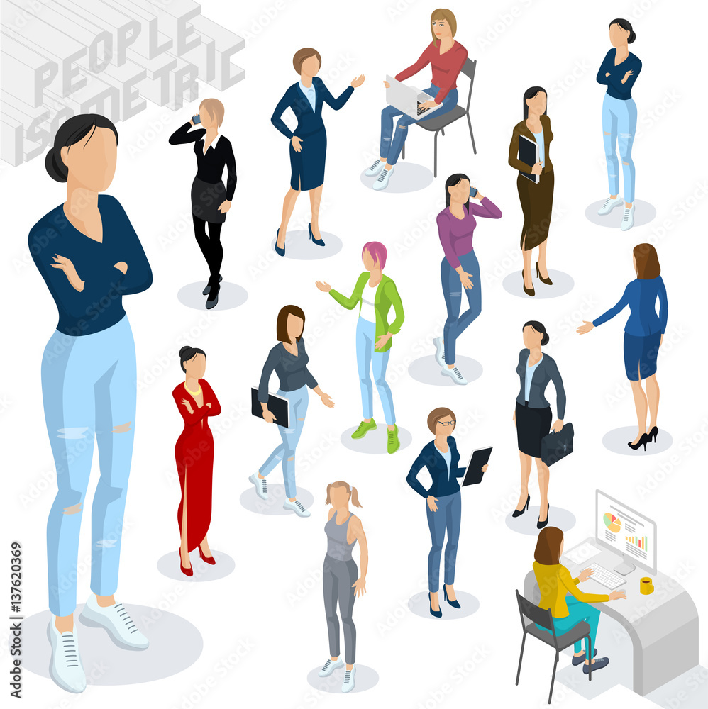 Isometric people in office