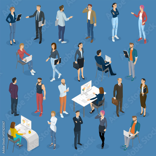 Isometric people in office