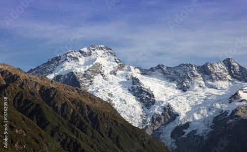 New Zealand Southern Alps near Mount Cook. South Island of New Zealand. This area is home to amazing mountains, glaciers and hiking opportunities. © jeayesy