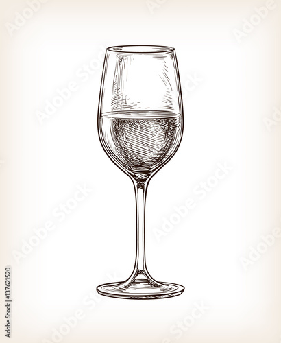 Hand drawn vector illustration of wineglass.