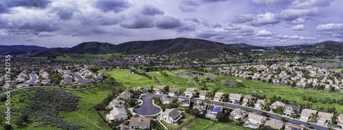 Aerial view of San Marcos, California in North County San Diego, California, USA.  photo