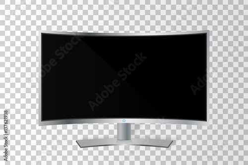 Realistic curved TV monitor isolated. Vector illustration photo