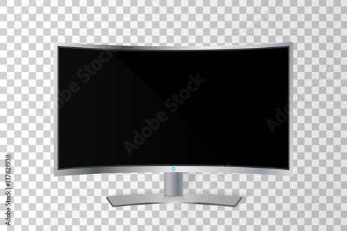 Realistic curved TV monitor isolated. Vector illustration