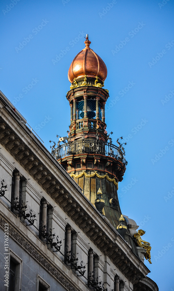 Architectural tourism in Madrid, old cupola, Spain Architectural tourism in Madrid, old cupola, Spain