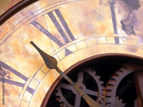 Close up of antique clock hands