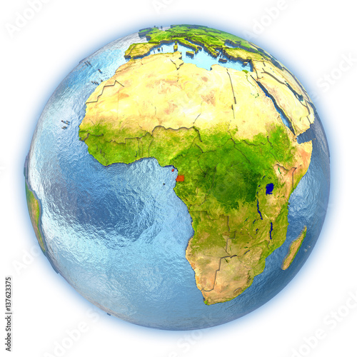 Equatorial Guinea on isolated globe