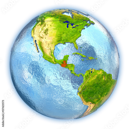Guatemala on isolated globe