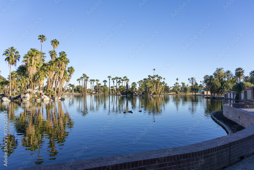 Encanto Park Lake, Phoenix downtown, AZ