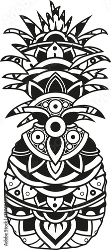 Vector illustration of a mandala pineapple silhouette