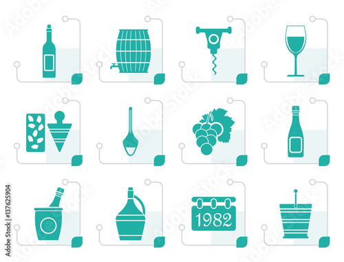Stylized Wine Icons - Vector Icon Set