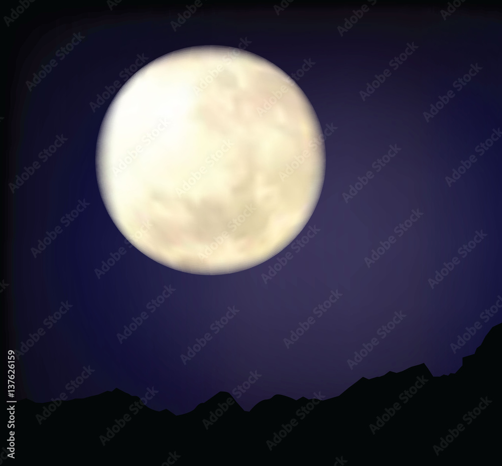 Realistic moon on night sky Realistic moon on night sky