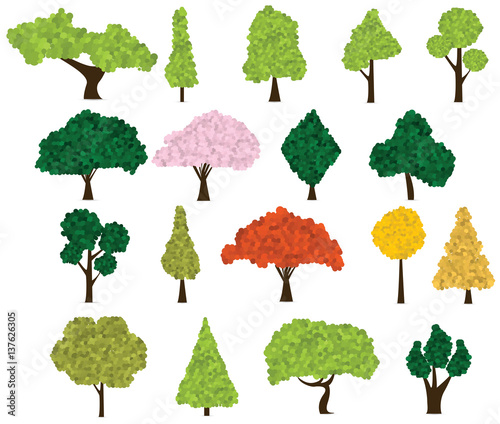 Set of different trees 