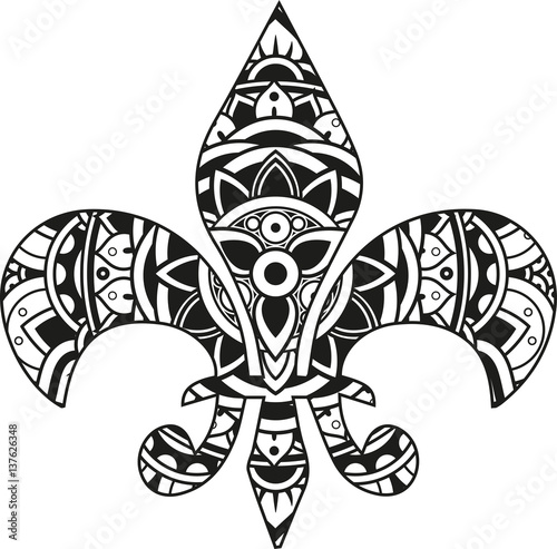 Vector illustration of a mandala fleur-de-lis silhouette