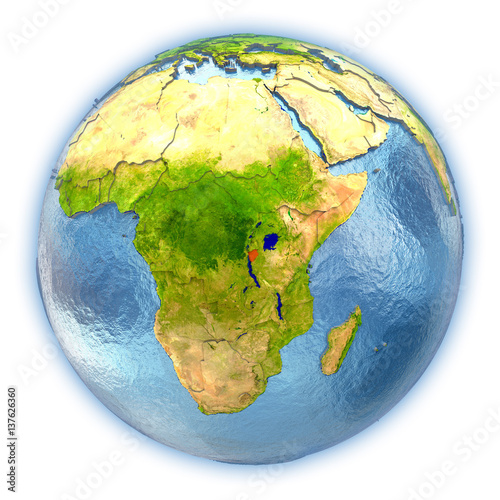 Burundi on isolated globe