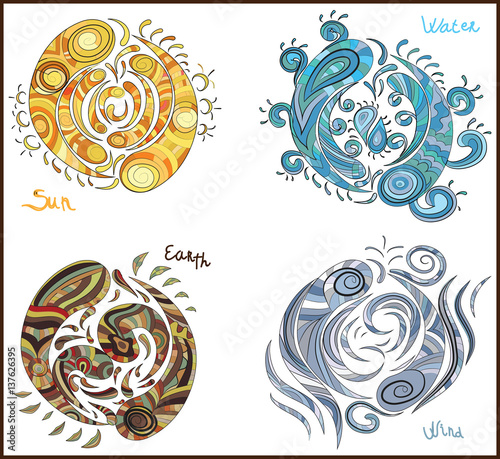 Hand drawn four elements 