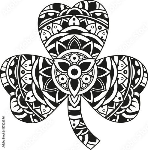 Vector illustration of a mandala clover silhouette photo