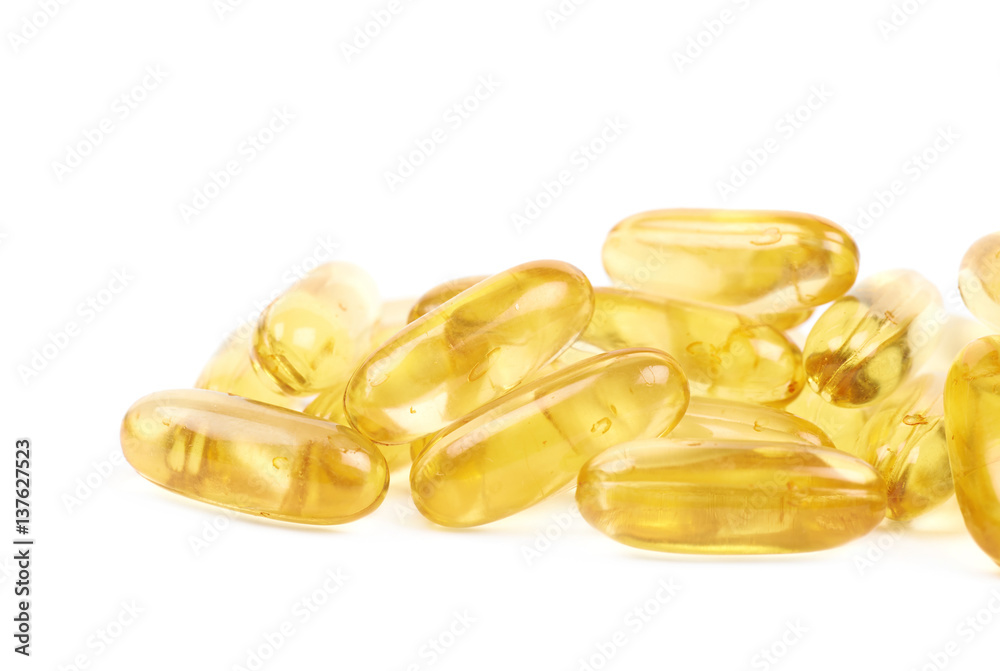 Pile of softgel pills isolated Pile of softgel pills isolated