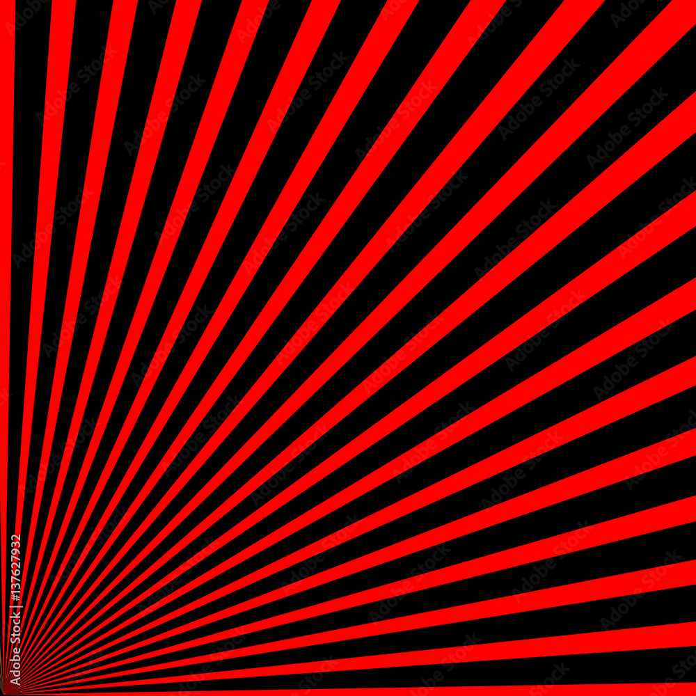 Vector geometric background with black and red rays
