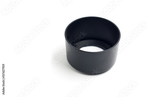 black camera lens hood on the white background